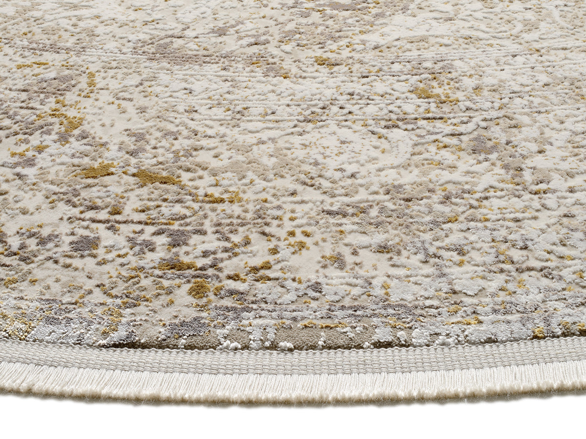 OCI Teppich BESTSELLER CAVA beige-gold Rund Vintage Designer Teppich
