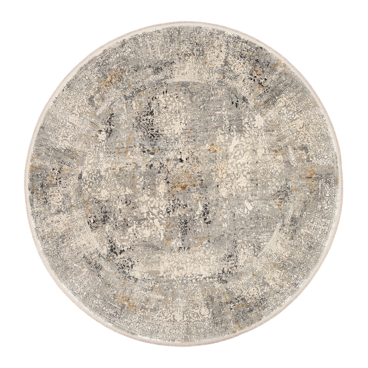 OCI Teppich BESTSELLER CAVA grau-mix Rund Vintage Designer Teppich