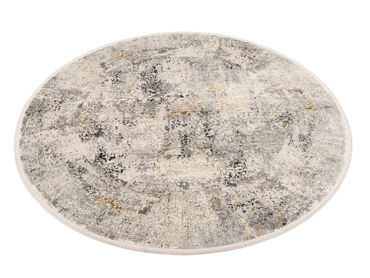 OCI Teppich BESTSELLER CAVA grau-mix Rund Vintage Designer Teppich
