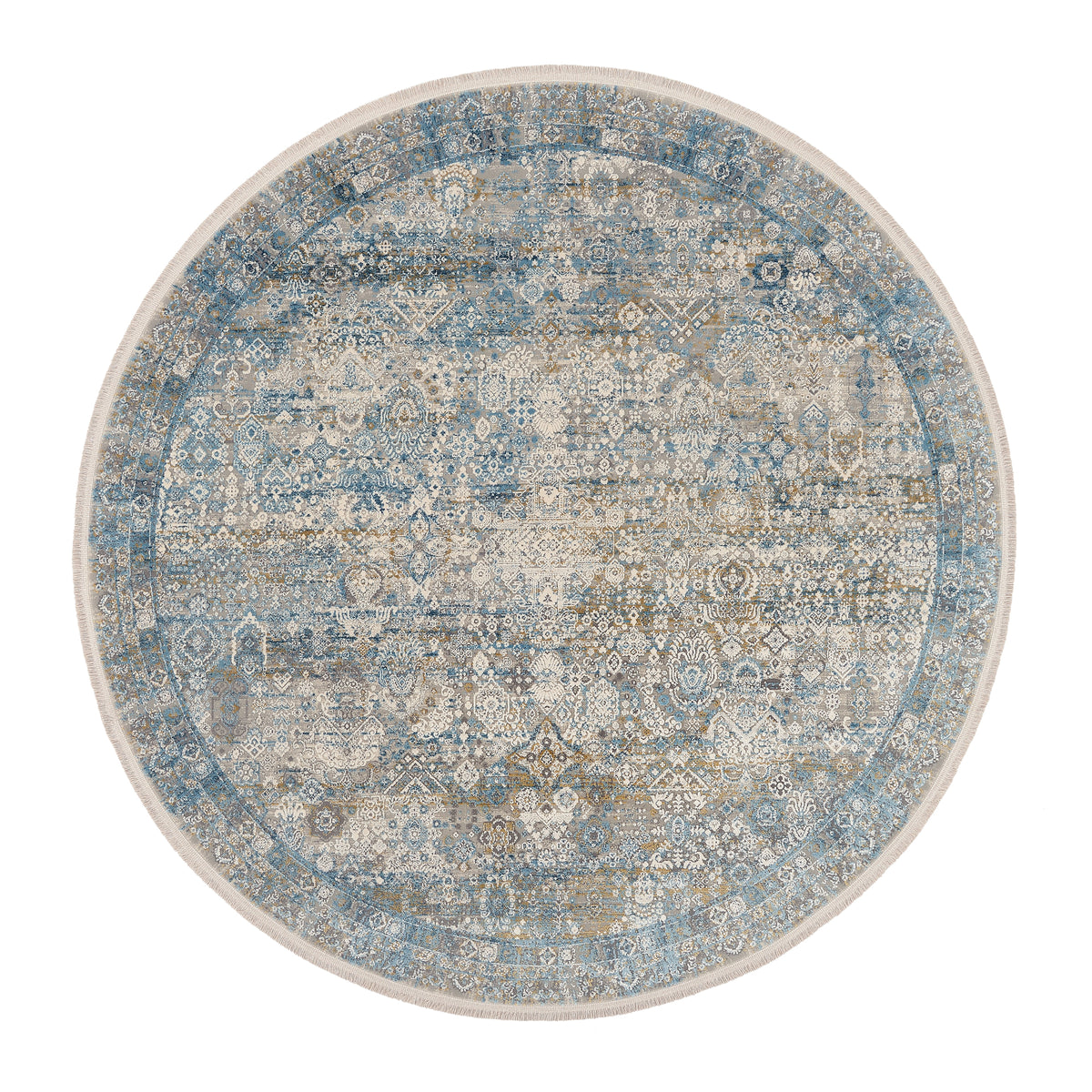OCI Teppich BESTSELLER TADI grau-blau Rund Vintage Designer Teppich