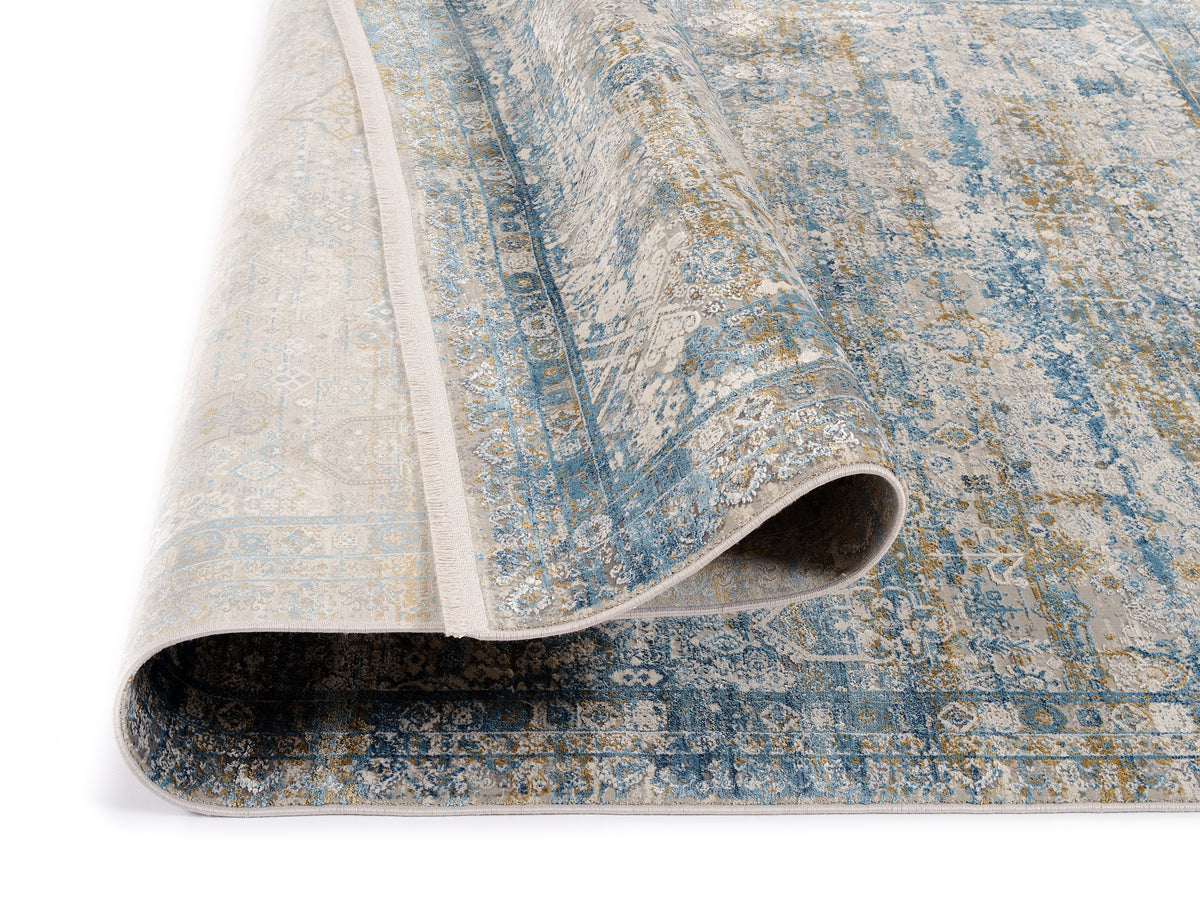 OCI Teppich BESTSELLER TADI grau-blau Vintage Designer Teppich