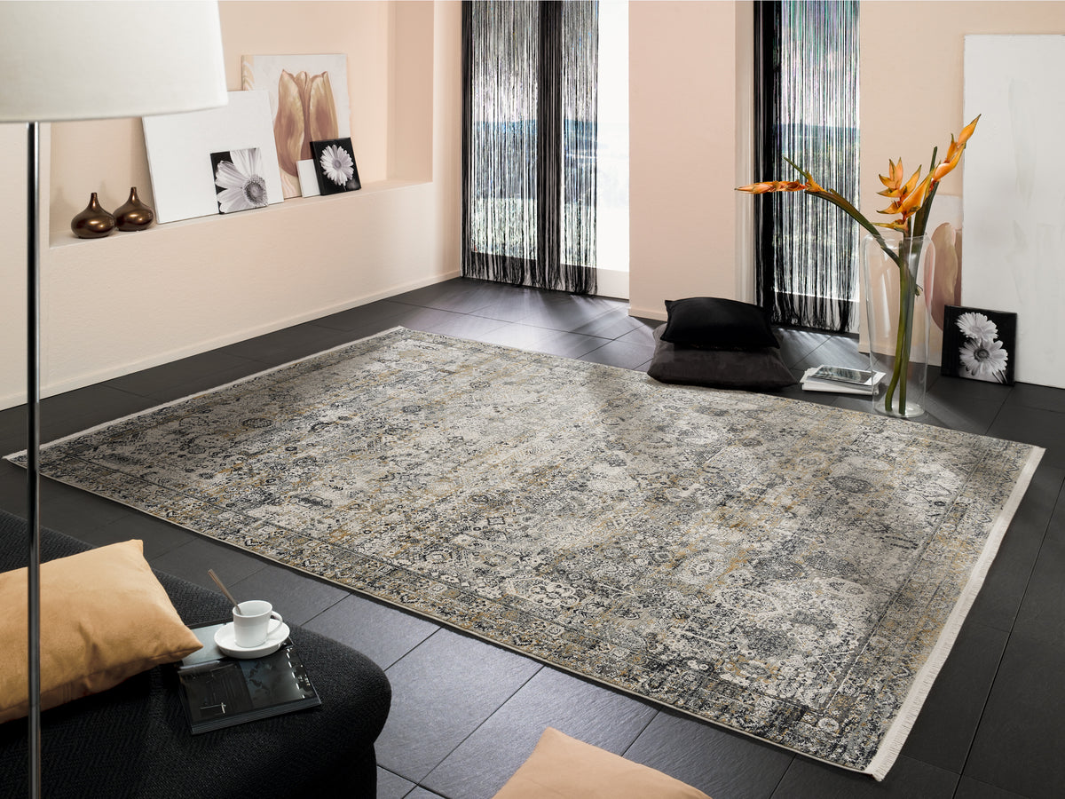 OCI Teppich BESTSELLER TADI grau-gold Vintage Designer Teppich