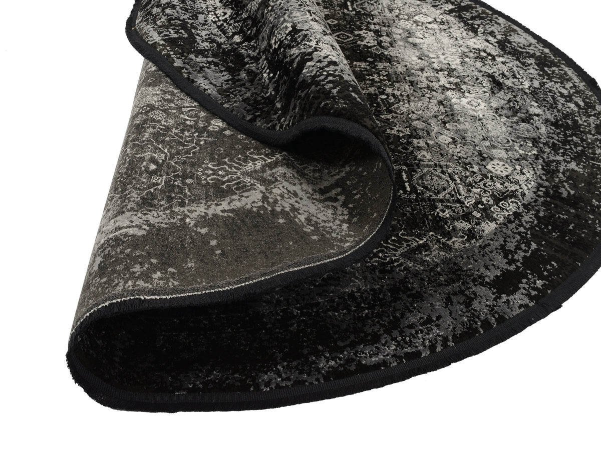 OCI Teppich BESTSELLER MAGIC schwarz-grau Rund Vintage Designer Teppich
