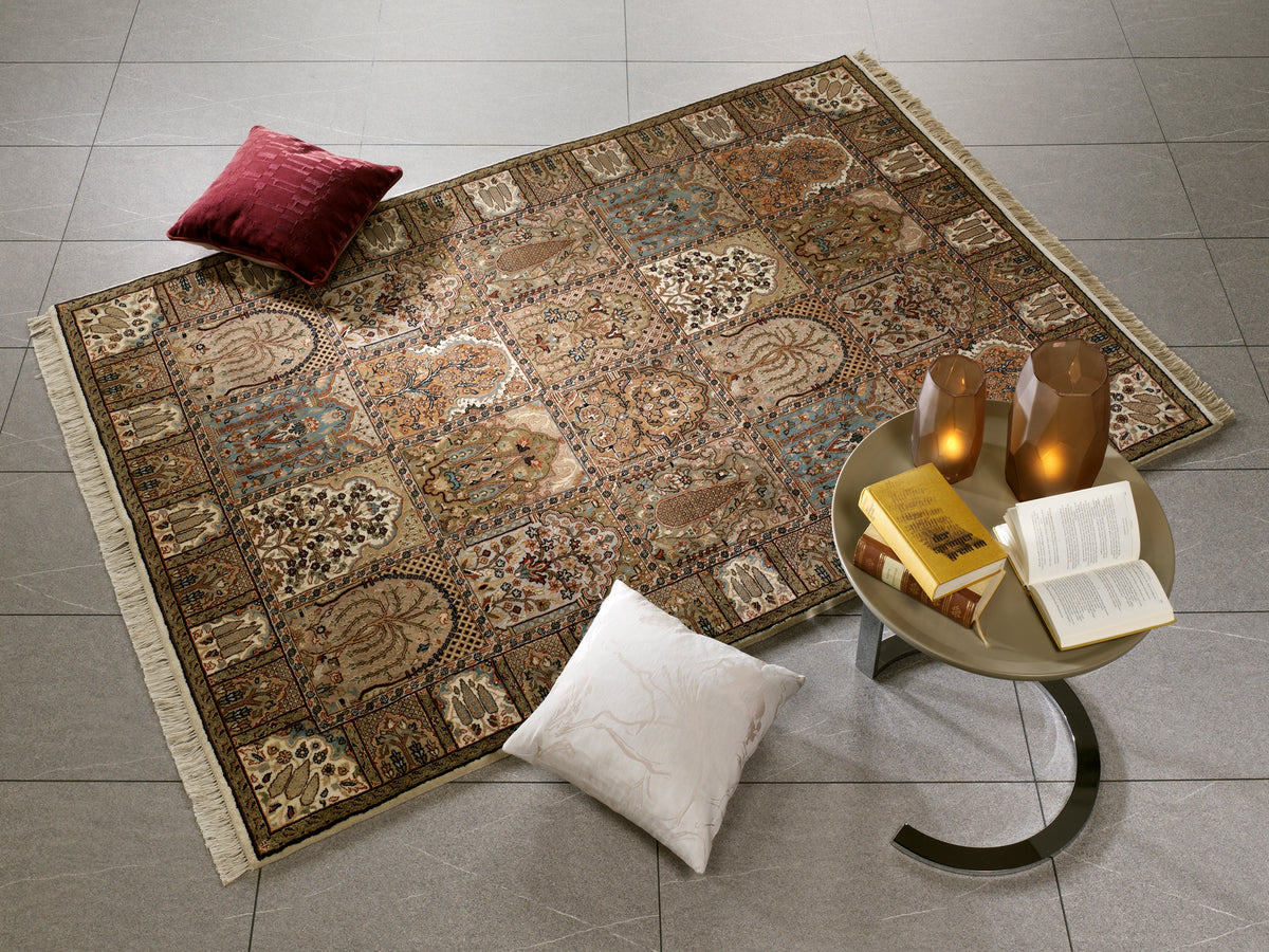 OCI Teppich SONAM BAKHTYARI creme-creme echter klassischer Orient-Felder-Teppich handgeknüpft