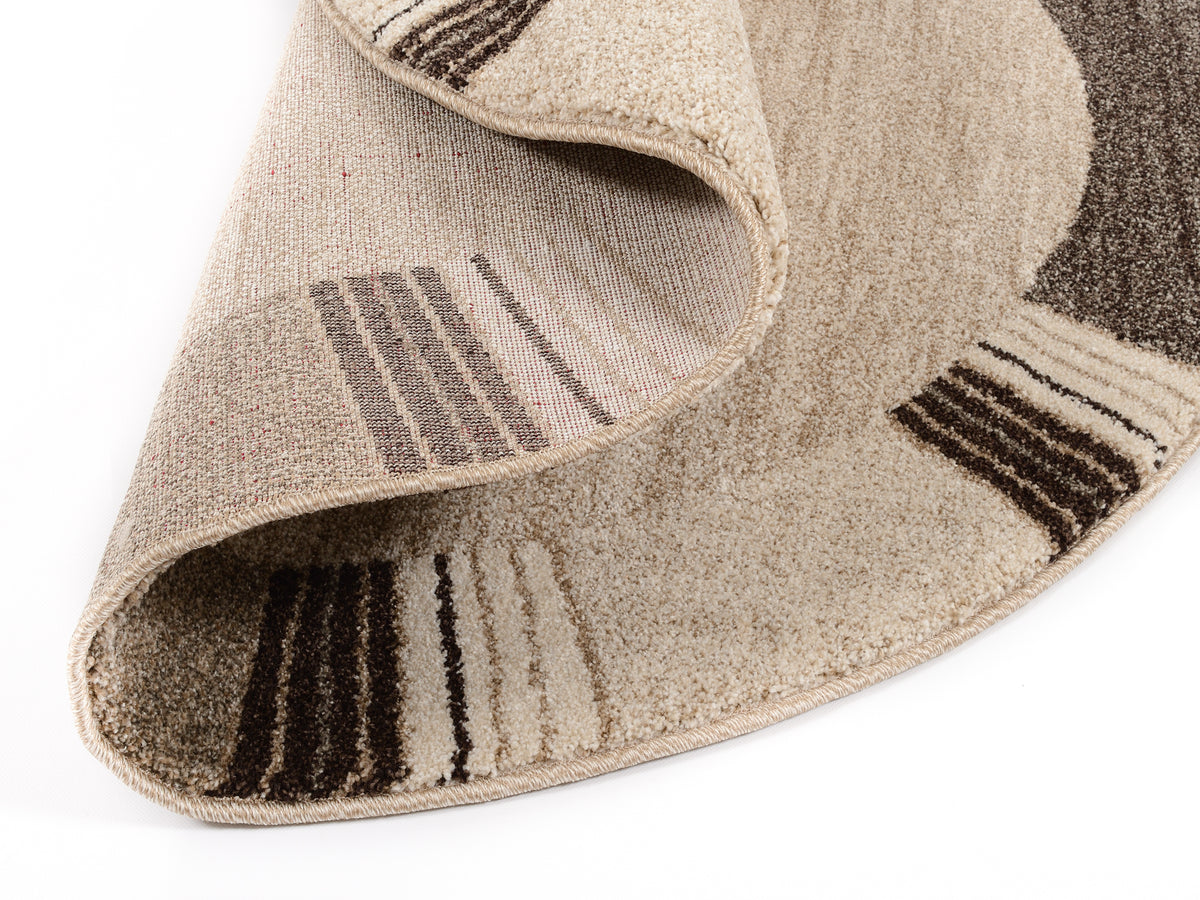 OCI Teppich CASTLE FLORA beige-braun Rund moderner Designer Teppich Öko-Tex