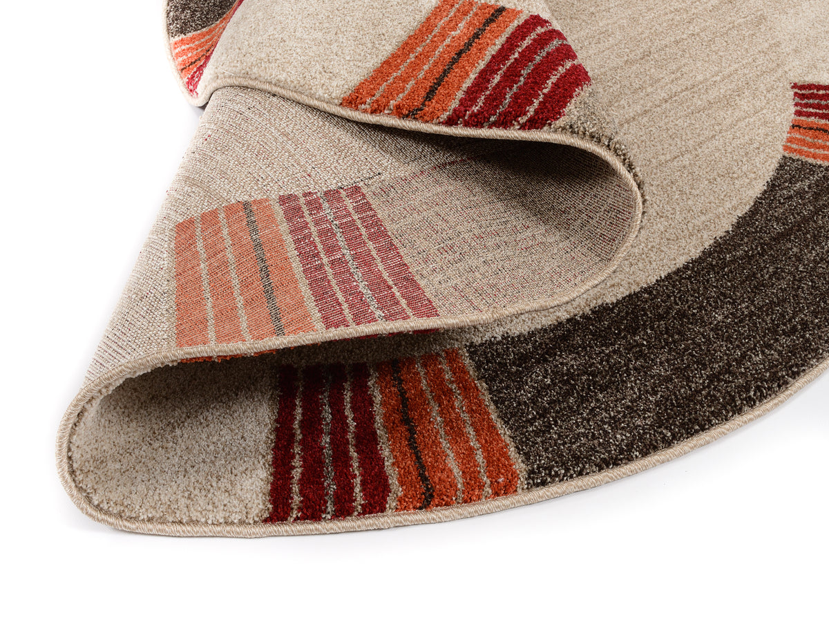 OCI Teppich CASTLE FLORA beige-dk.braun Rund moderner Designer Teppich Öko-Tex
