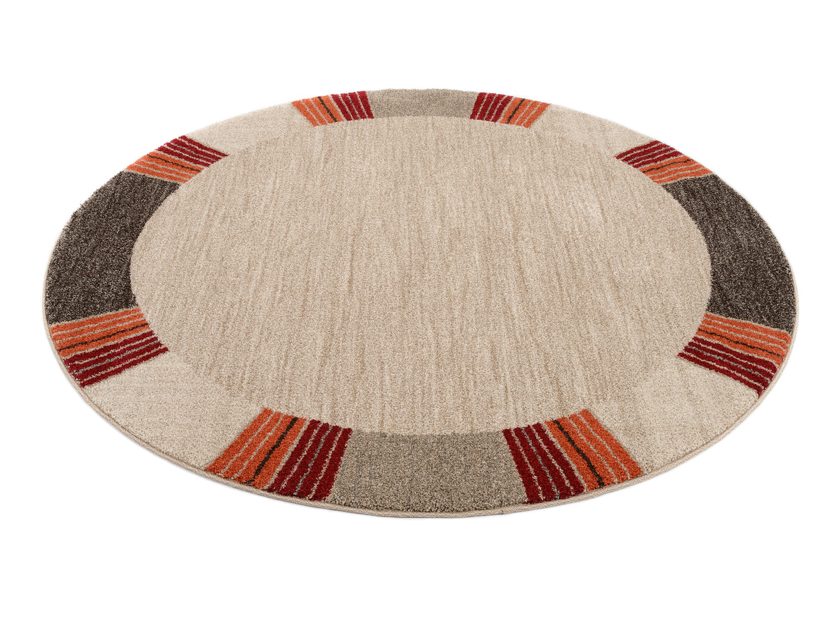 OCI Teppich CASTLE FLORA beige-dk.braun Rund moderner Designer Teppich Öko-Tex