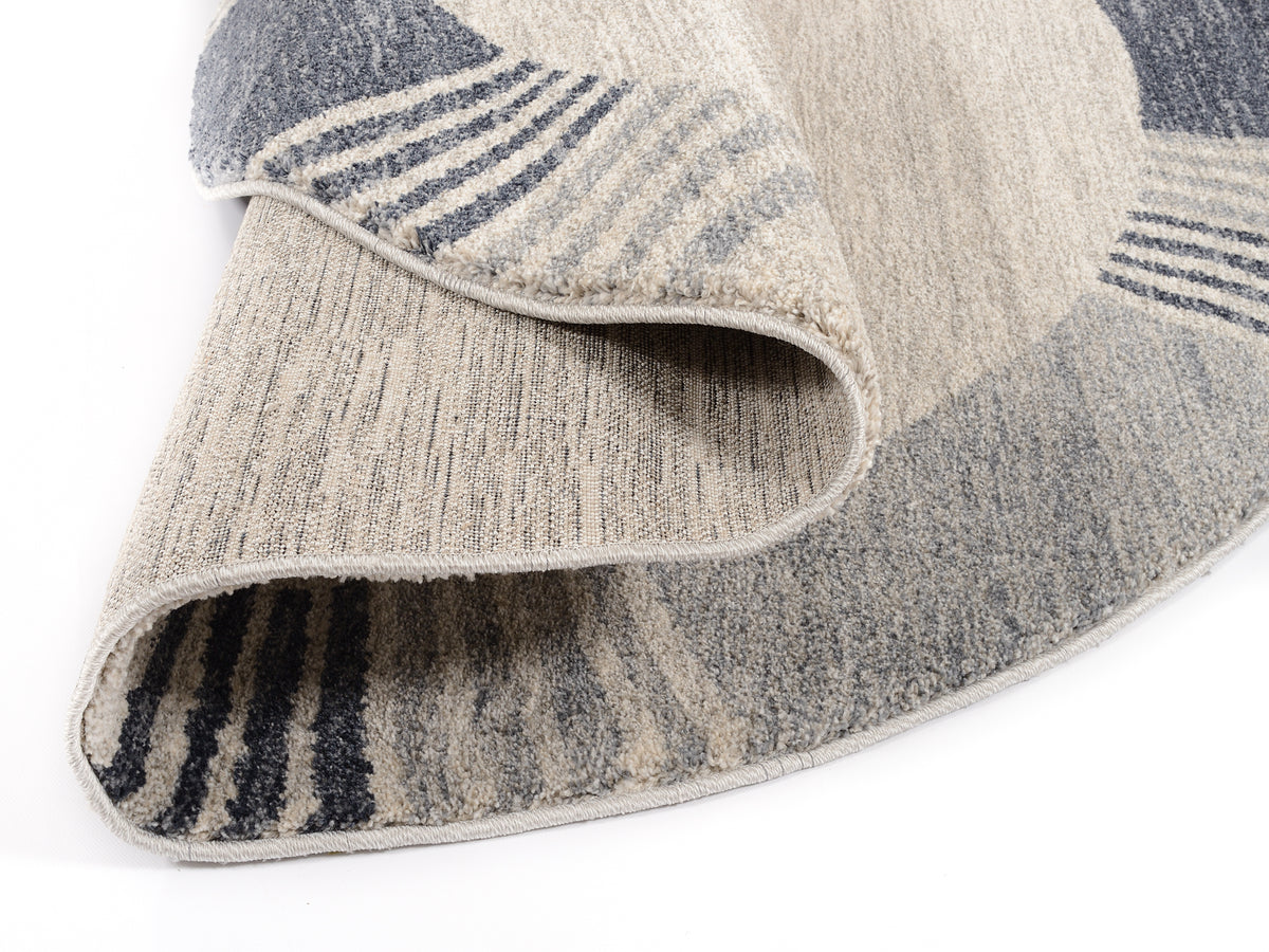 OCI Teppich CASTLE FLORA grau-blau Rund moderner Designer Teppich Öko-Tex
