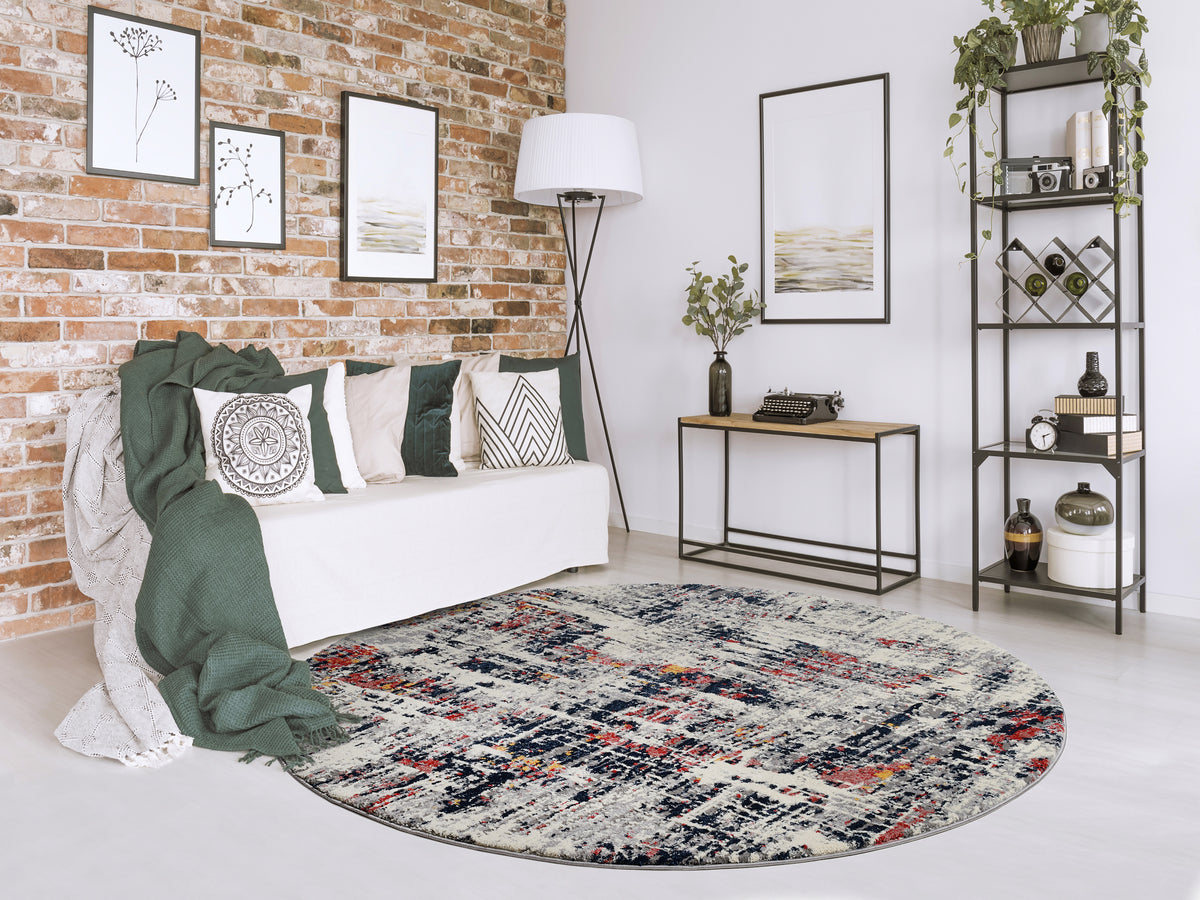 OCI Teppich HIGH AND LOW SIX multicolor Rund weicher Shaggy Hochlor Langflor Teppich