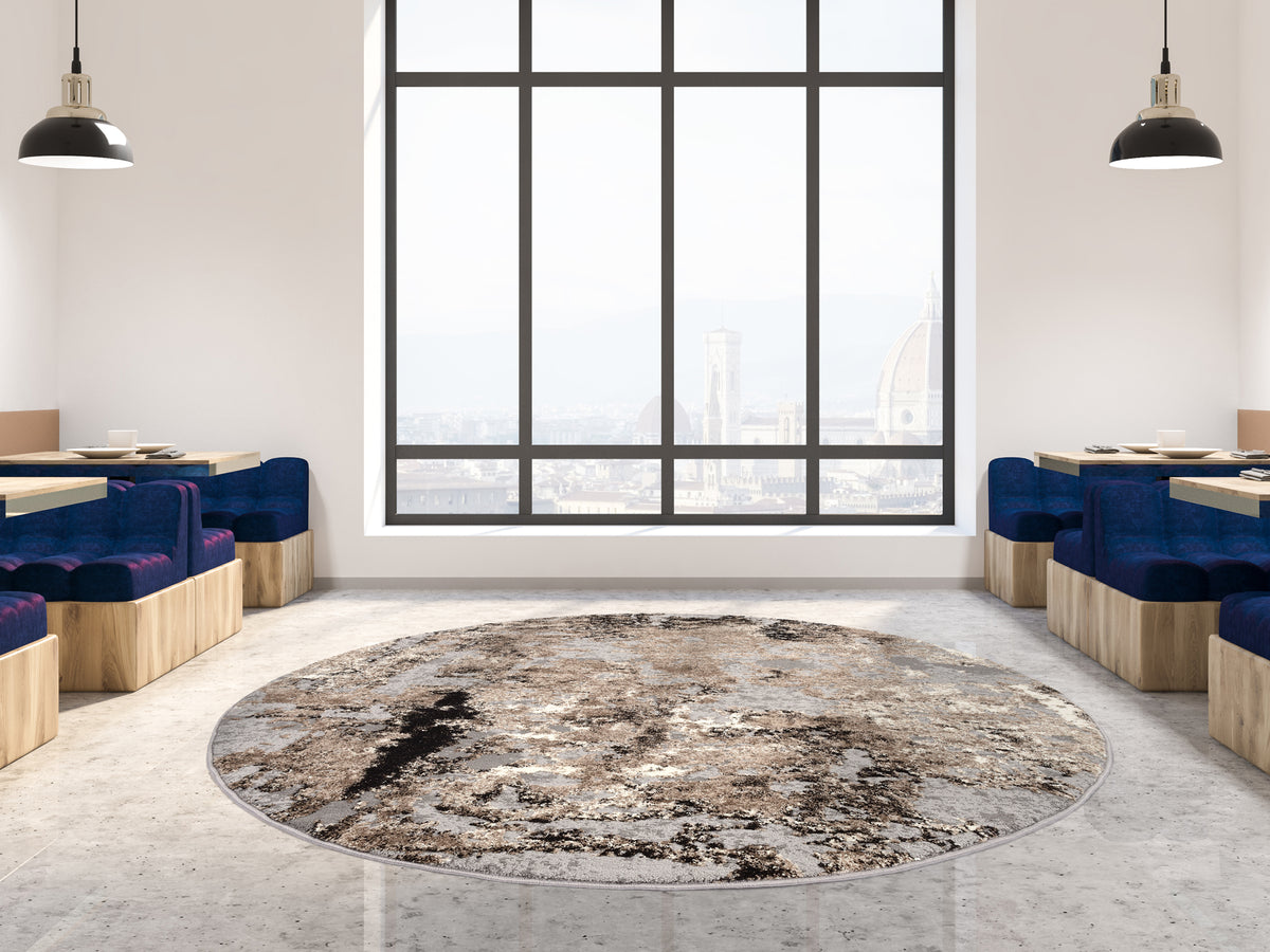 OCI Teppich JUWEL LIRAY braun-beige Rund weicher Shaggy Hochlor Langflor Teppich