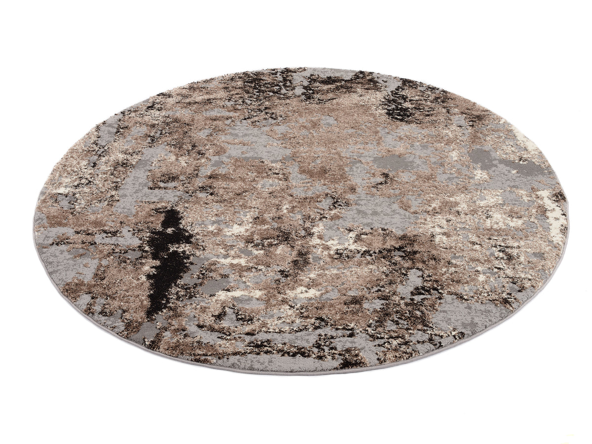 OCI Teppich JUWEL LIRAY braun-beige Rund weicher Shaggy Hochlor Langflor Teppich