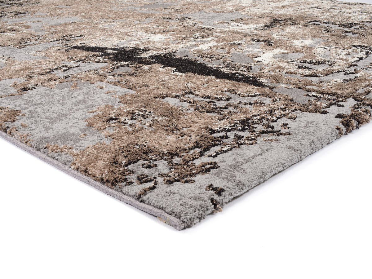 OCI Teppich JUWEL LIRAY braun-beige Rund weicher Shaggy Hochlor Langflor Teppich