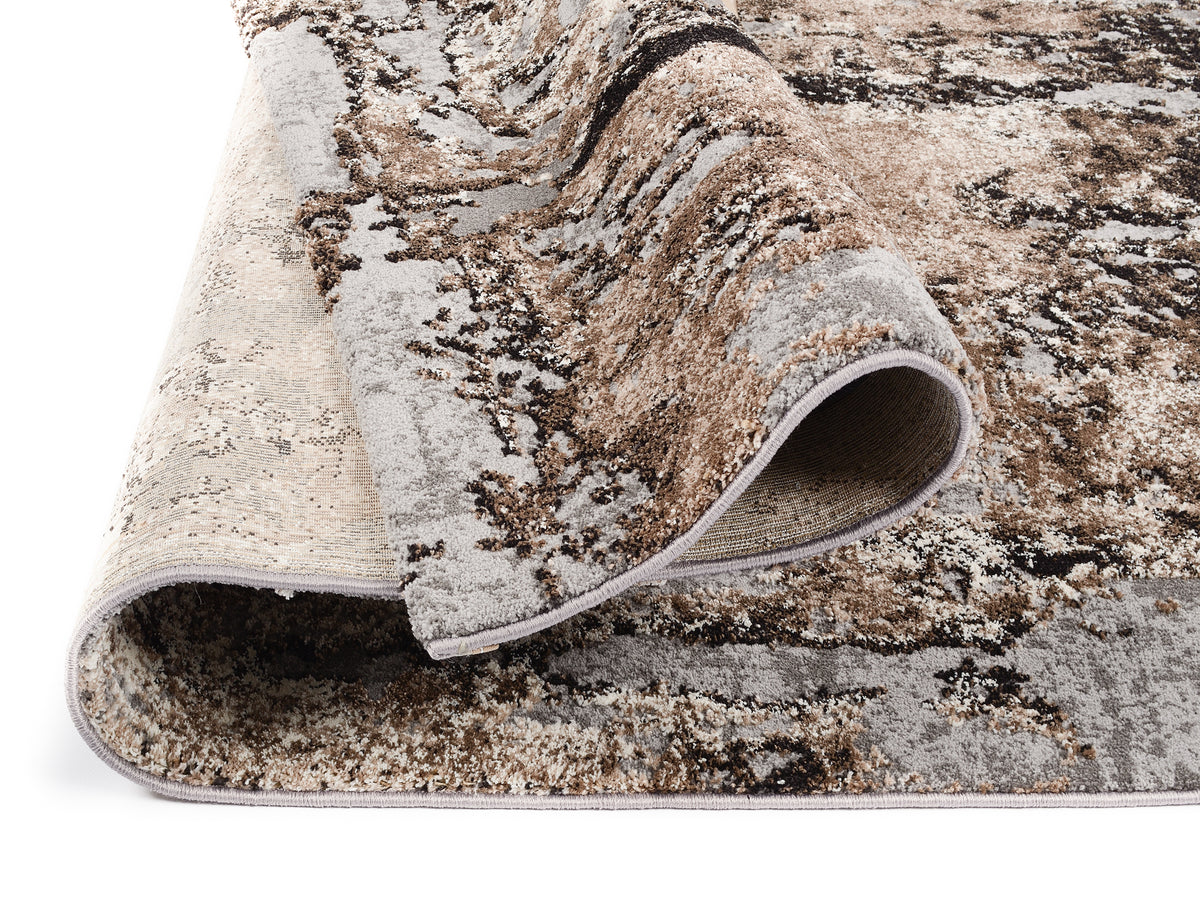 OCI Teppich JUWEL LIRAY braun-beige Rund weicher Shaggy Hochlor Langflor Teppich