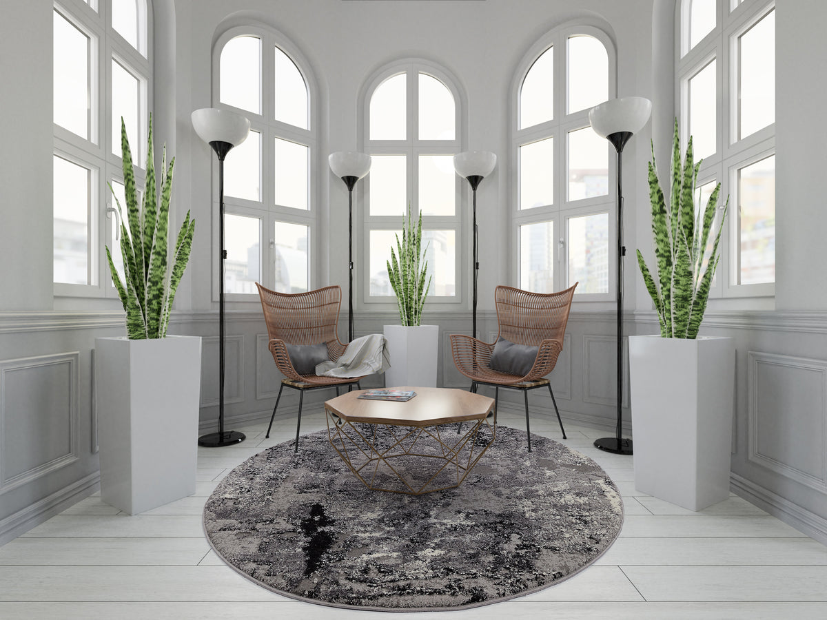 OCI Teppich JUWEL LIRAY grau-mix Rund weicher Shaggy Hochlor Langflor Teppich