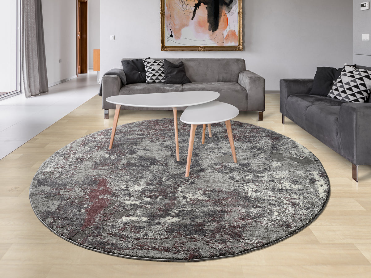 OCI Teppich JUWEL LIRAY aubergine-beige Rund weicher Shaggy Hochlor Langflor Teppich