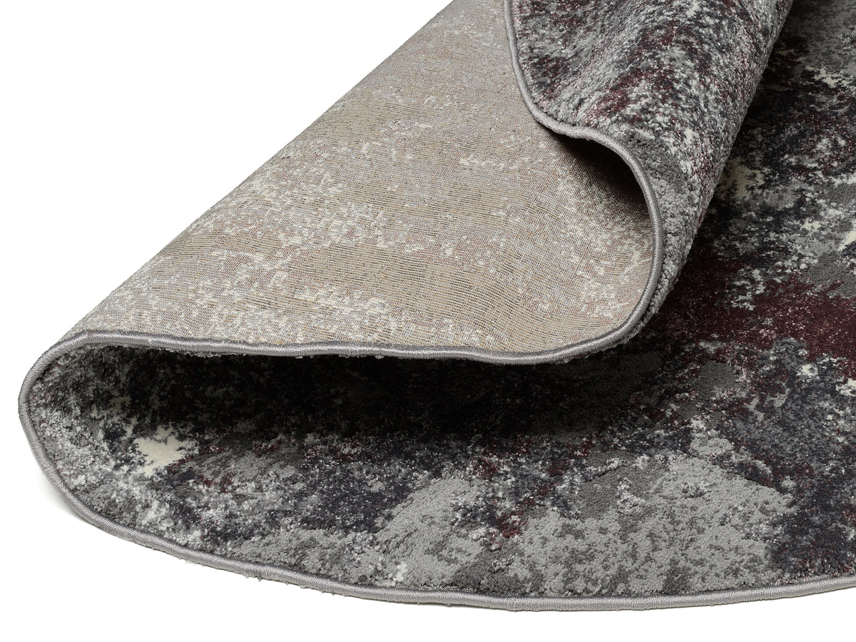 OCI Teppich JUWEL LIRAY aubergine-beige Rund weicher Shaggy Hochlor Langflor Teppich