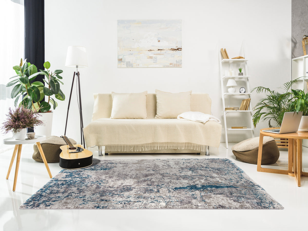 OCI Teppich JUWEL LIRAY grau-petrol Quadratisch weicher Shaggy Hochlor Langflor Teppich