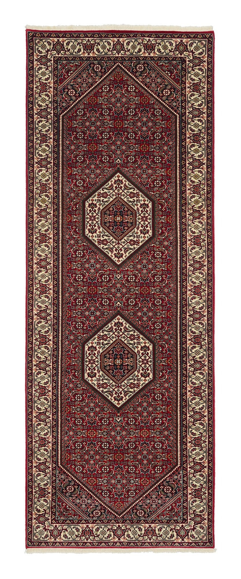 OCI Teppich KAMARO BIDJAR rot-creme Läufer echter klassischer Orient-Teppich handgeknüpft