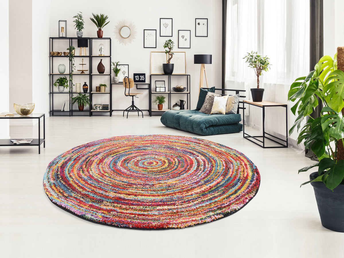 OCI Teppich SIXTEEN ROUND multicolor Rund Designer Hochflor-Langflor-Teppich
