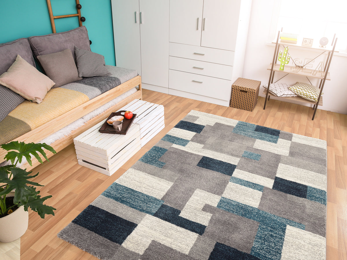 OCI Teppich STEADY ALLOVER grau-petrol moderner Designer Teppich Öko-Tex
