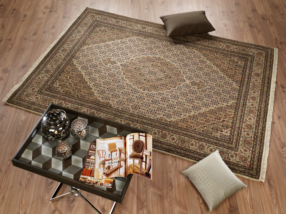 OCI Teppich CAVARI MAHI creme-creme echter klassischer Orient-Teppich handgeknüpft