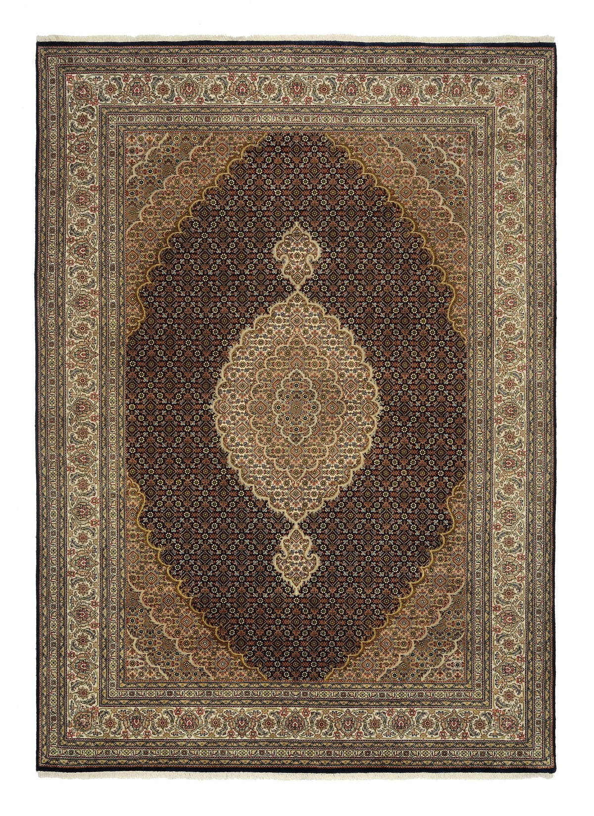 OCI Teppich CAVARI MAHI schwarz-creme echter klassischer Orient-Teppich handgeknüpft