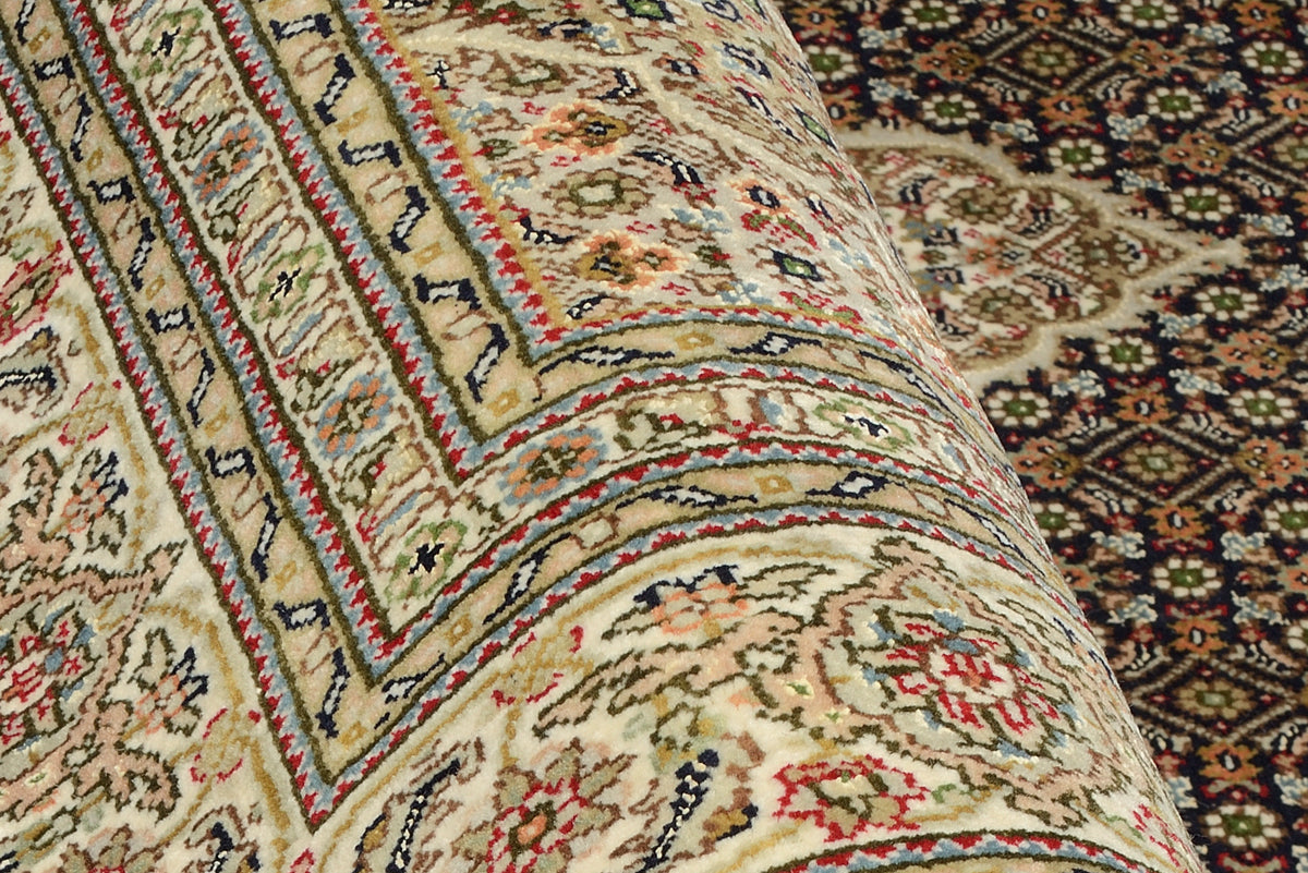 OCI Teppich CAVARI MAHI schwarz-creme Läufer echter klassischer Orient-Teppich handgeknüpft