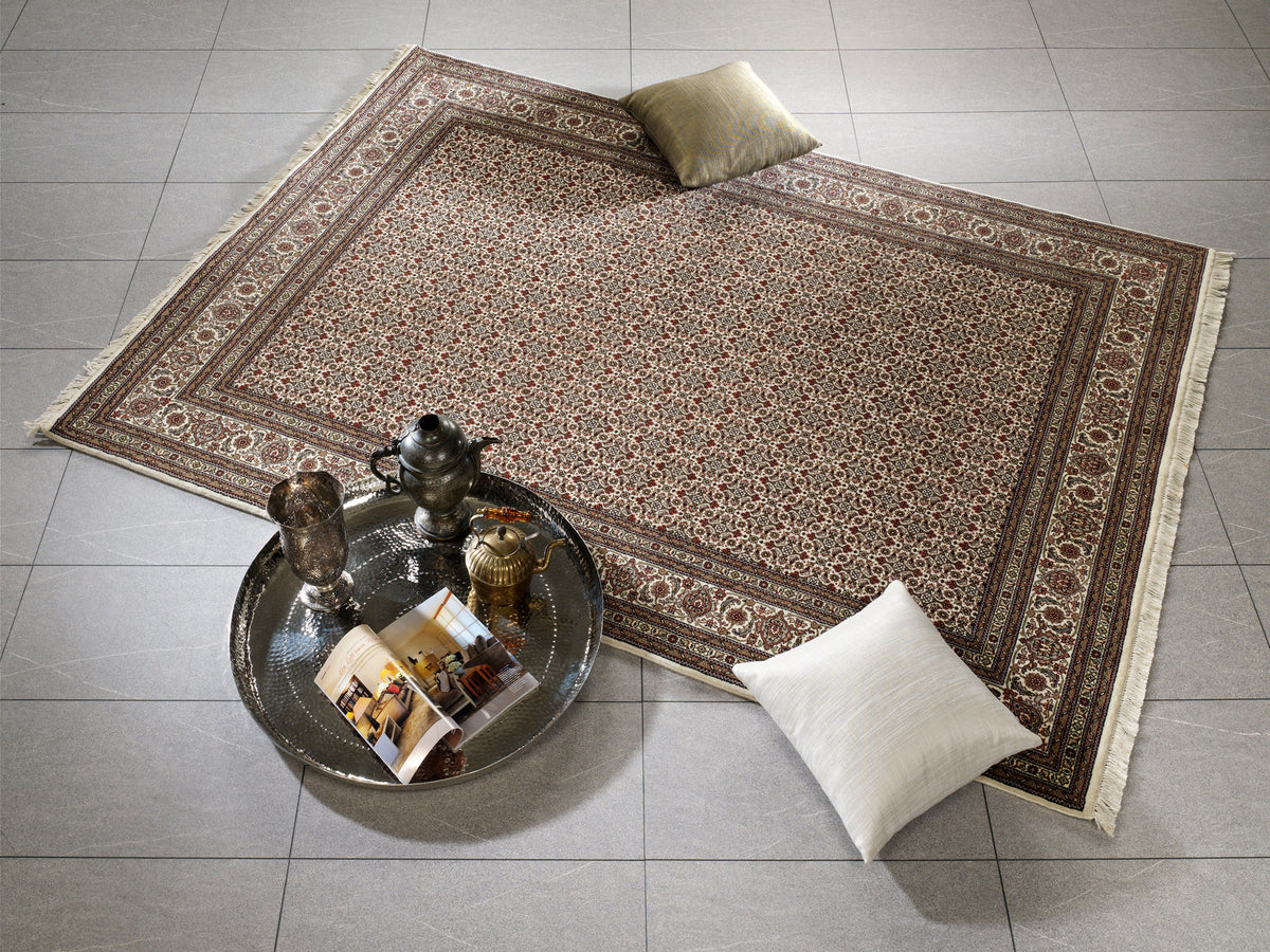 OCI Teppich CAVARI HERATI creme-creme echter klassischer Orient-Teppich handgeknüpft