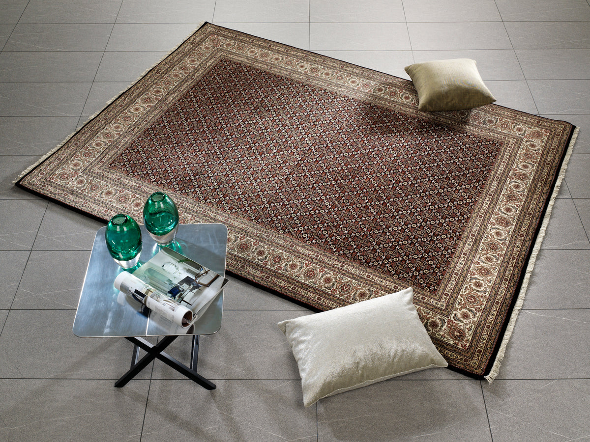OCI Teppich CAVARI HERATI schwarz-creme echter klassischer Orient-Teppich handgeknüpft